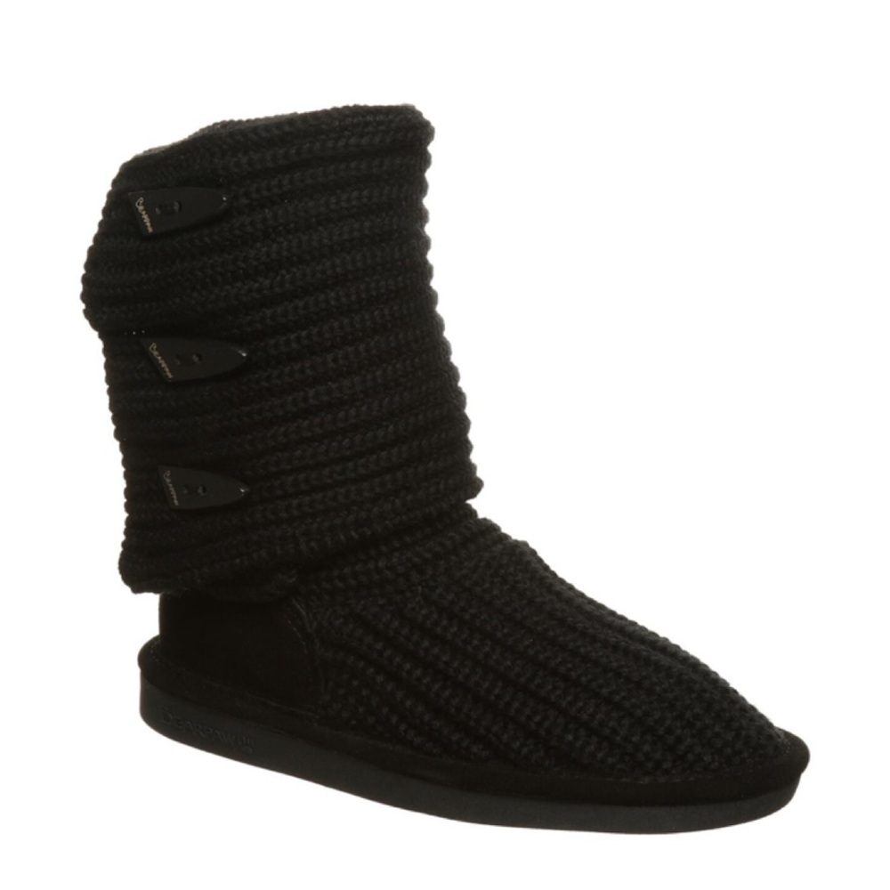 FLAWED Bearpaw Black Knit Tall Boots Size 9 US $80